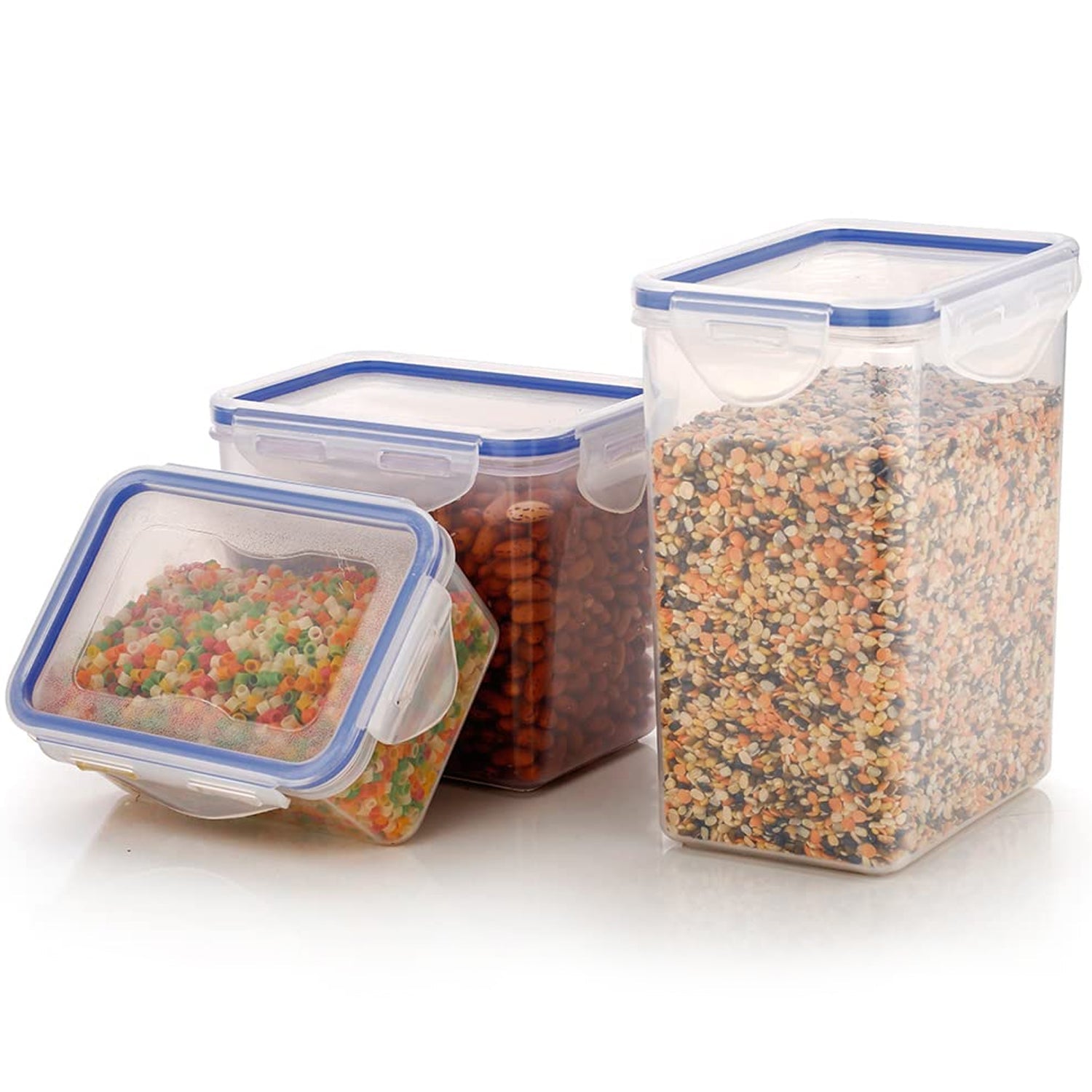5827 Rectangle ABS Airtight Food Storage Containers with Leak Proof Locking Lid Storage container set of 3 Pc (Approx Capacity 500ml,1000ml,1500ml, Transparent) 5827 Rectangle ABS Airtight Food Storage Containers with Leak Proof Locking Lid Storage container set of 3 Pc (Approx Capacity 500ml,1000ml,1500ml, Transparent)